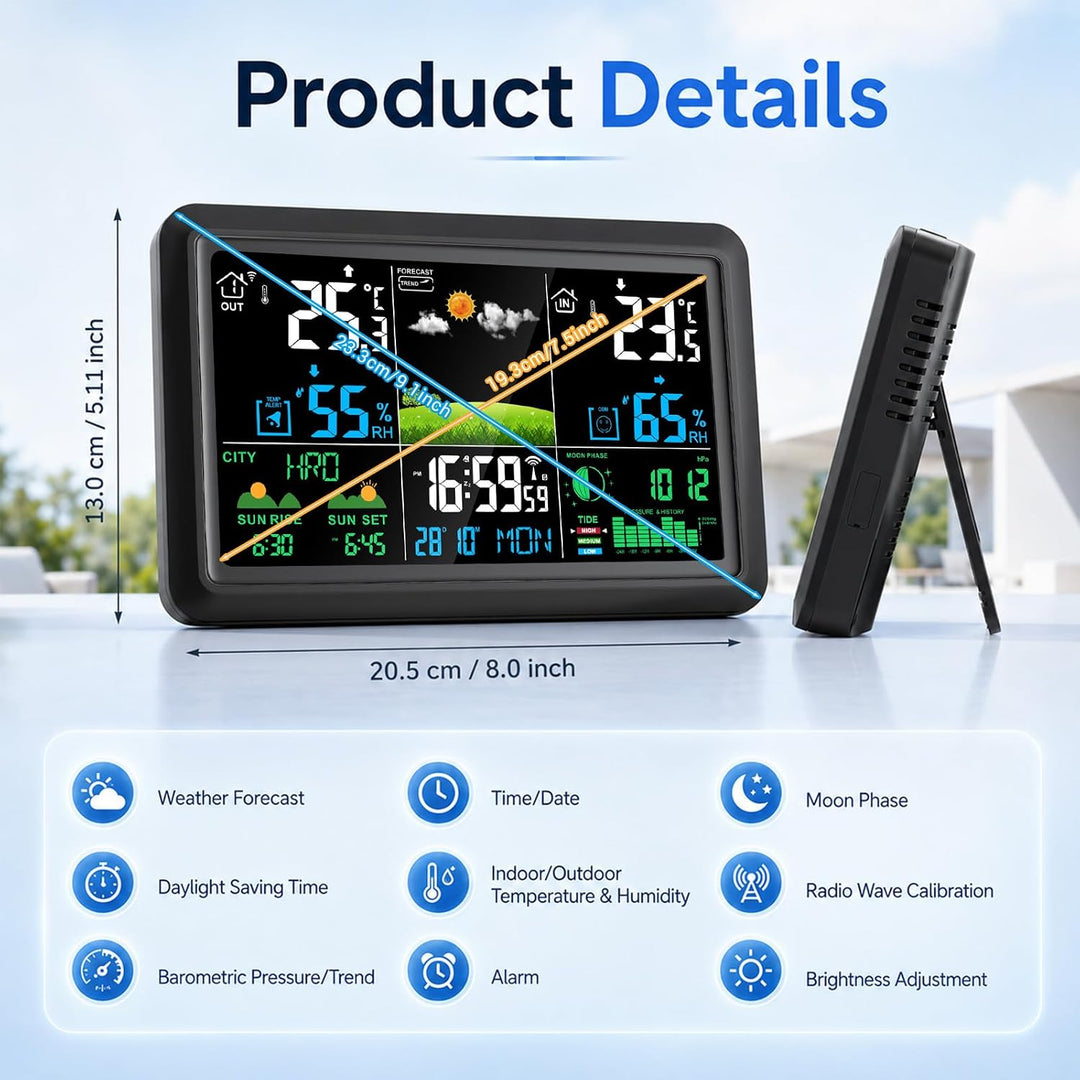 Wetterstation Wlan,Mit Aussensensor & Wettervorhersage,Mit App Tuya Und Smartlife,Batteriebetrieb Un