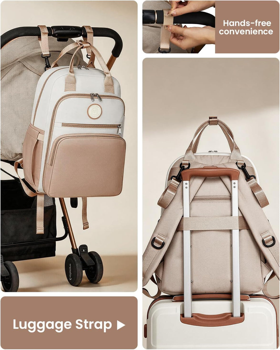 Miss Lulu Baby Wickelrucksack Gross Reiserucksack für Mama und Papa mit Kinderwagengurte Isolierter