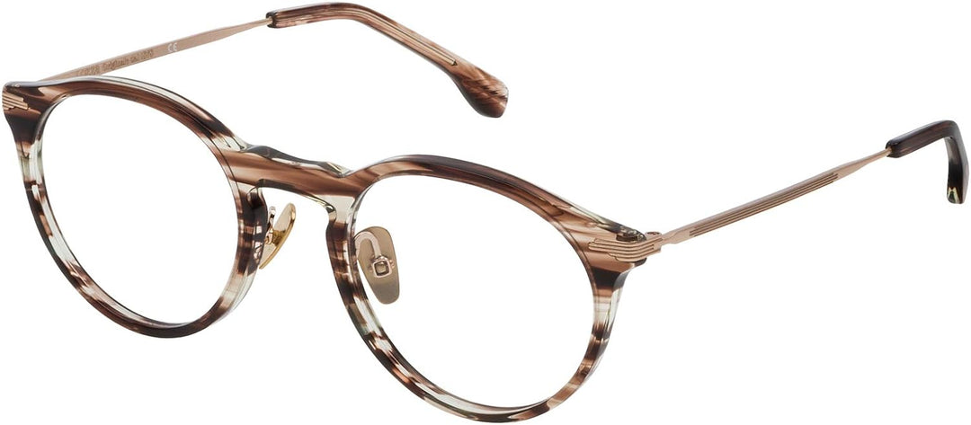 Lozza Unisex VL41445006XE Sonnenbrille, Shiny Striped Brown, 50/22/140