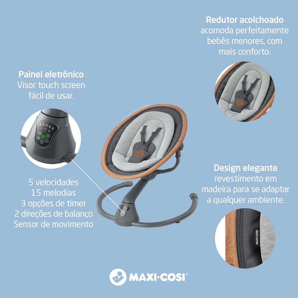Maxi-Cosi Cassia Babywippe Elektrisch, 0–6 Monate, max. 9 kg, Babyschaukel Elektrisch, 12 Melodien,