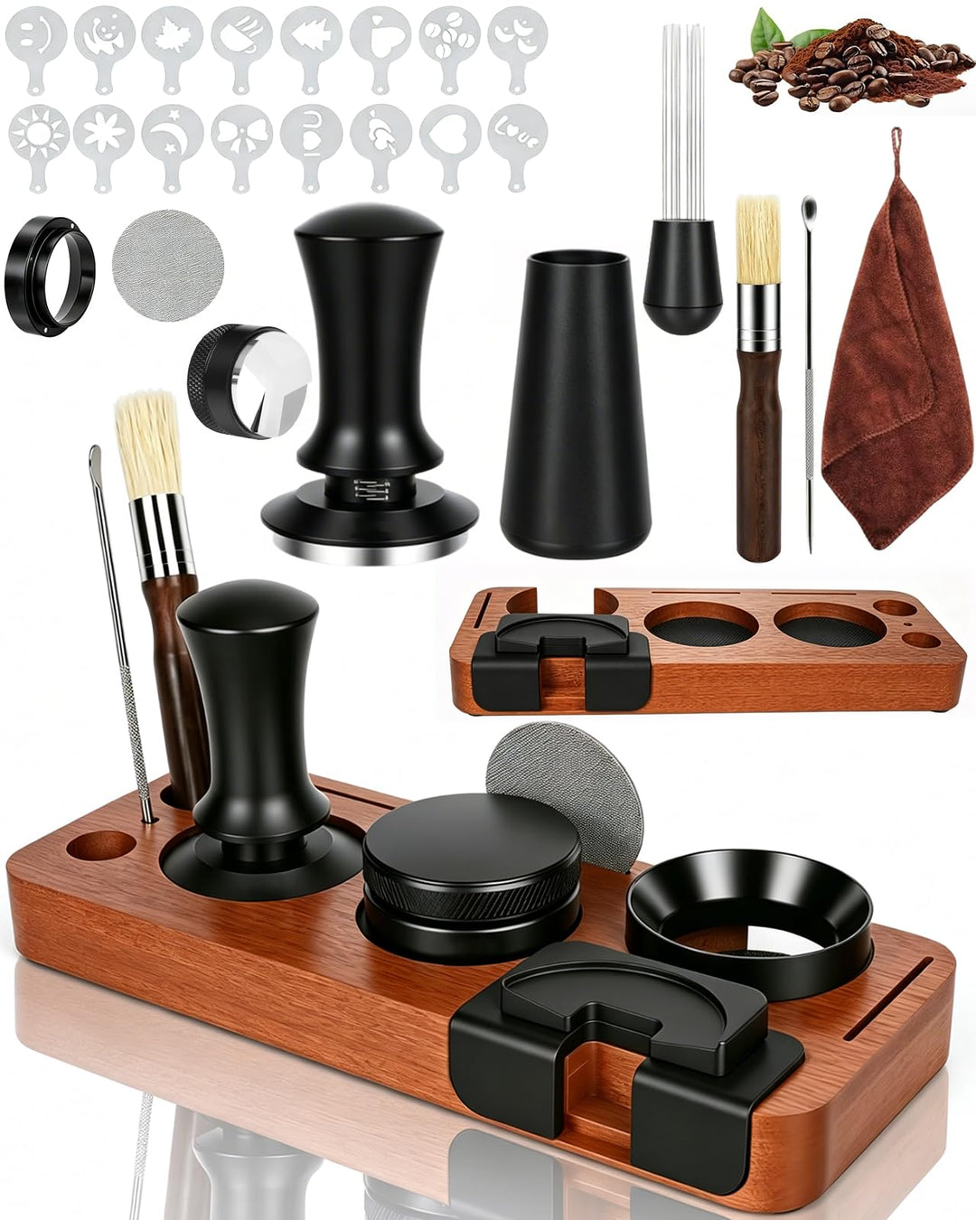 51mm Kaffee Tamper Set, 25 PCS Espresso Tamper, Kaffee Tamper 51mm mit Tamperstation, Coffee Leveler