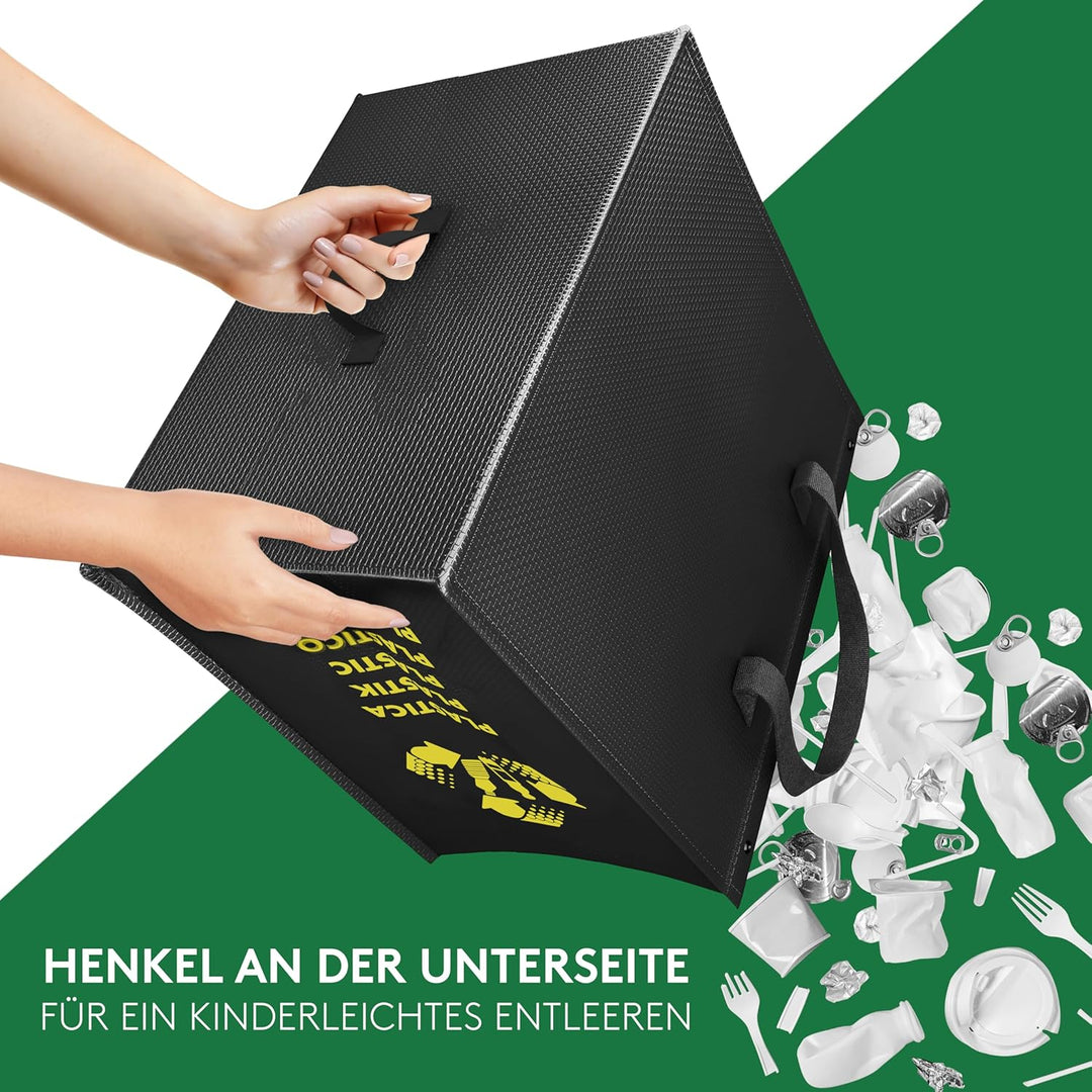 PTMS® Mülleimer 3 Fächer MAXI XL extra gross - Mülltonne als praktische Taschen für Papier, Glas & P