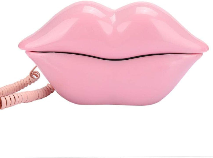 Annadue Europäisches Festnetztelefon mit rosa Lippen, Retro-Neuheit, schnurgebundenes Telefon, mit T