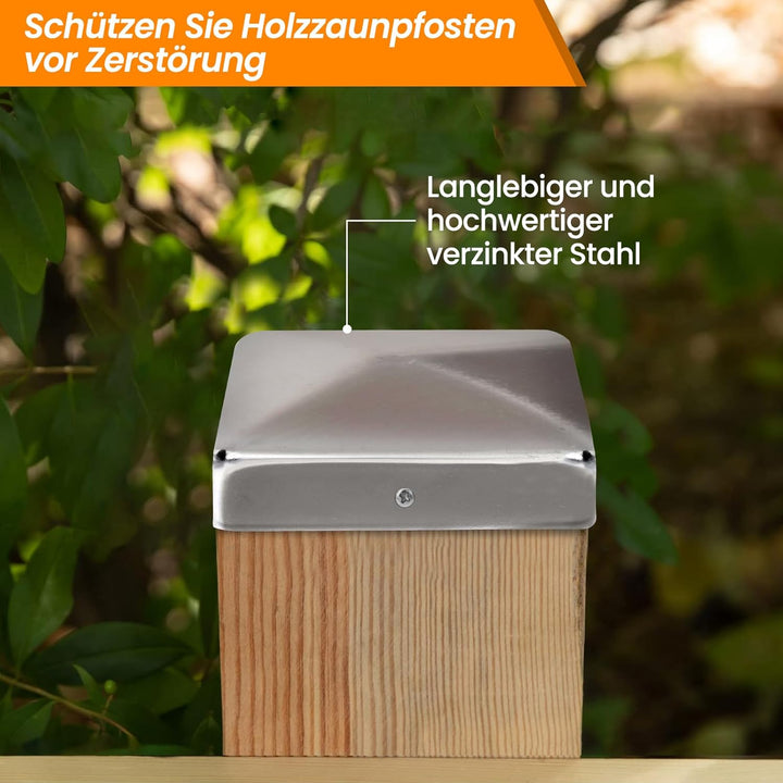 Pfostenkappen 7x7cm-10 Stück Verzinkte Pfostenabdeckung aus Metall, Pyramidenform Zaunpfosten Kappen