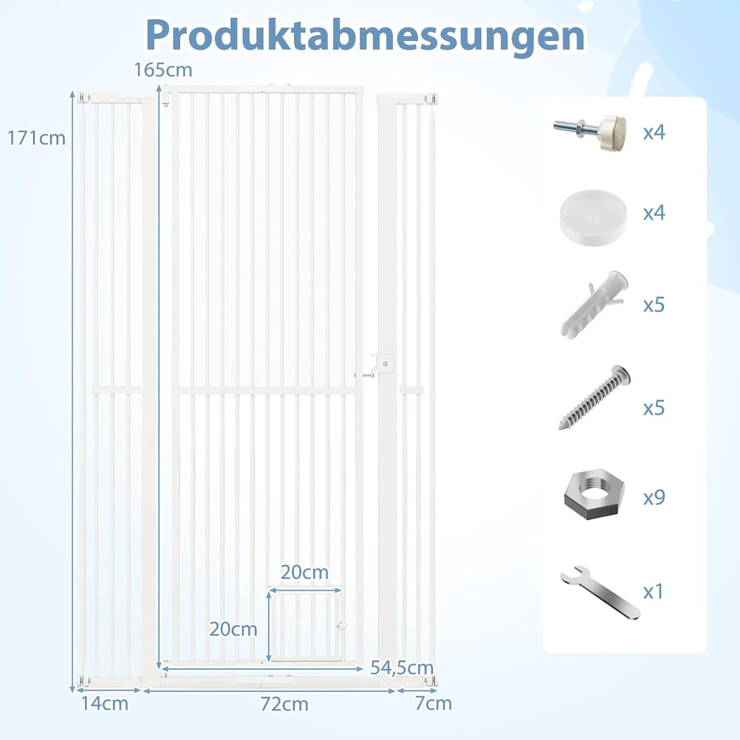 COSTWAY Türschutzgitter Hunde, Absperrgitter ganz hoch, 77-104 cm x 171 cm, Schutzgitter mit Kleiner