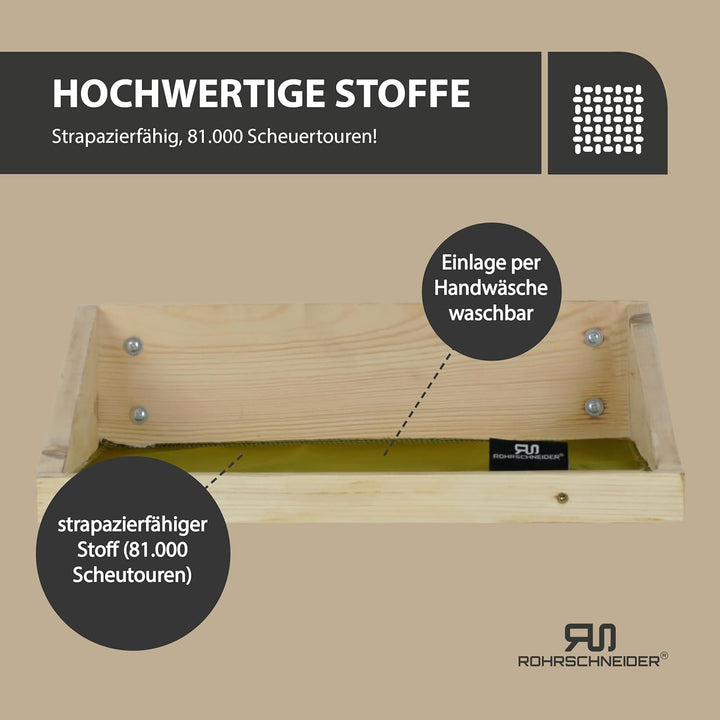 Rohrschneider Katzentreppe Wand, Kiefernholz, Natur, Samt Fresh Oliv waschbare Stoffeinlage Samt fre