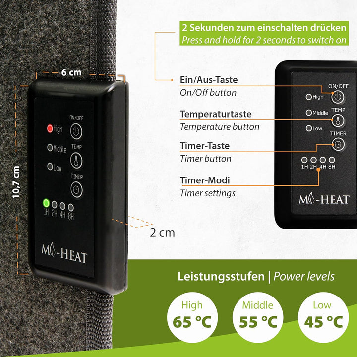 Mi-Heat Infrarot Schreibtischheizung 51x100cm Heizpaneel 165W Standheizung für Büro Schreibtisch Arb