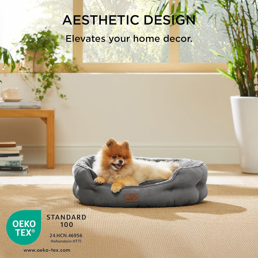 BEDSURE Katzenbett waschbar Katzen Bettchen - 63x53x20cm Katzen Bett grau mit zweiseitig Innenkissen