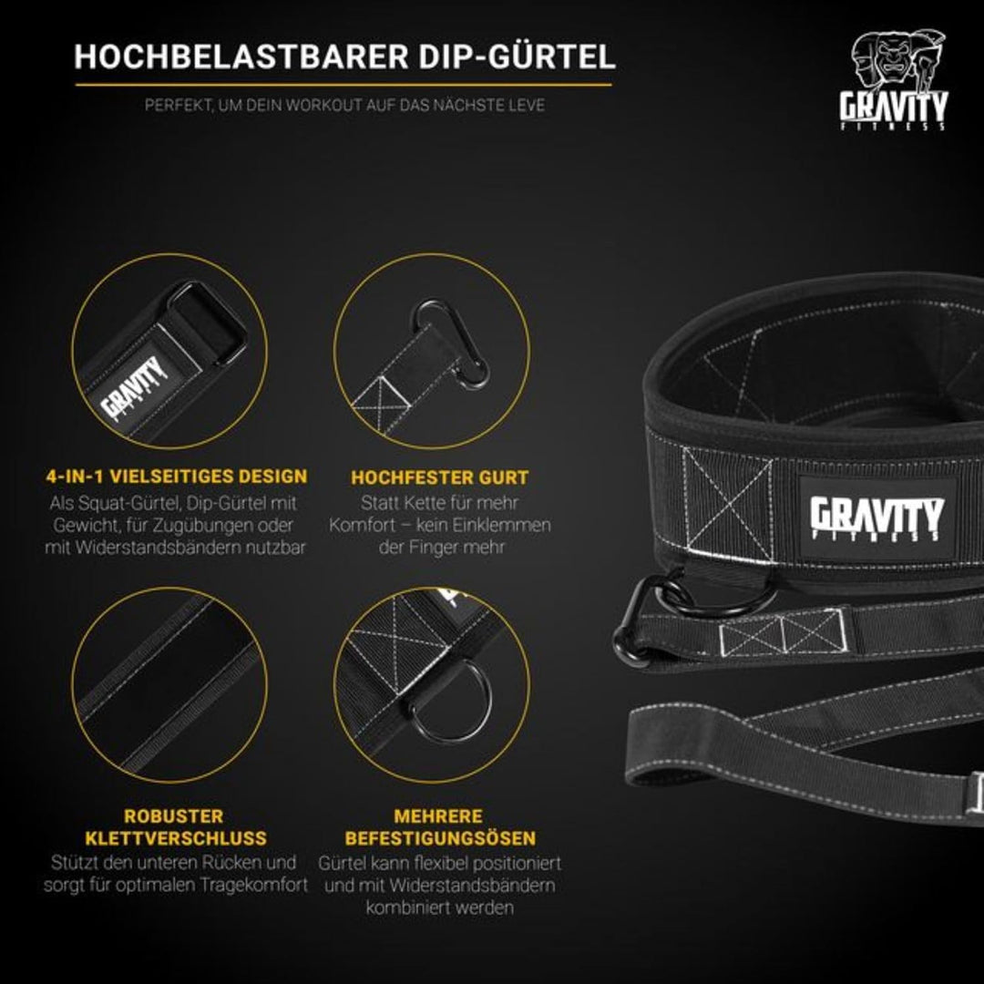 Gravity Fitness Advanced Dip Belt 4 in 1 Heavy Duty Workout Belt