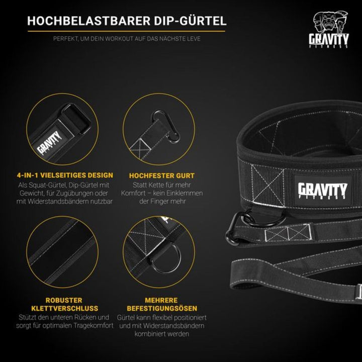Gravity Fitness Advanced Dip Belt 4 in 1 Heavy Duty Workout Belt