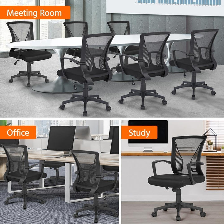 Yaheetech 2 Stück Bürostuhl, Schreibtischstuhl ergonomisch, Drehstuhl mit Netzbespannung, höhenverst