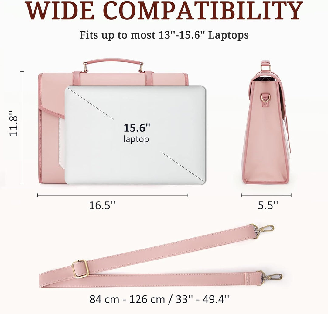 ECOSUSI Laptop Handtasche Damen für Frauen 15,6 Zoll PU-Leder Aktentasche Grosse Computer-Umhängetas