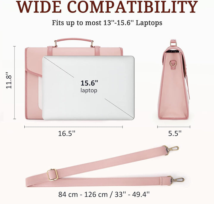 ECOSUSI Laptop Handtasche Damen für Frauen 15,6 Zoll PU-Leder Aktentasche Grosse Computer-Umhängetas