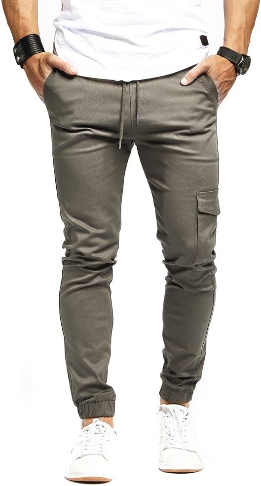 Leif Nelson Herren Jogger Chinos Cargo Stretch Jogging Männer Basic Jogg Cargohose Streifen Joggingh