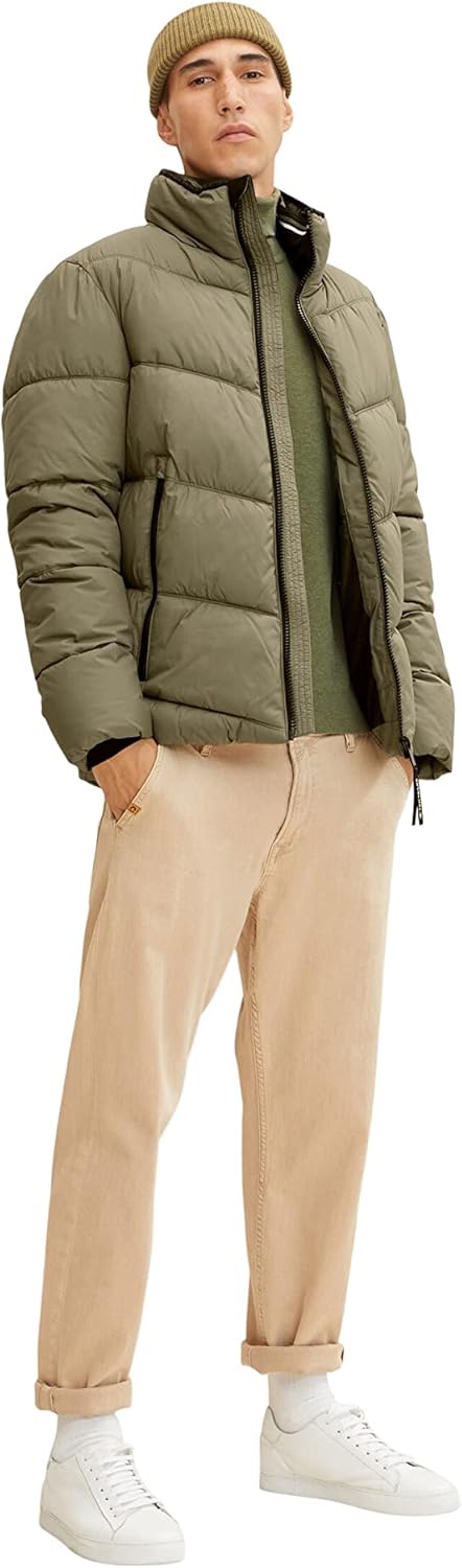 TOM TAILOR Herren Puffer Jacke mit Stehkragen XXL 10415 - Dusty Olive Green, XXL 10415 - Dusty Olive