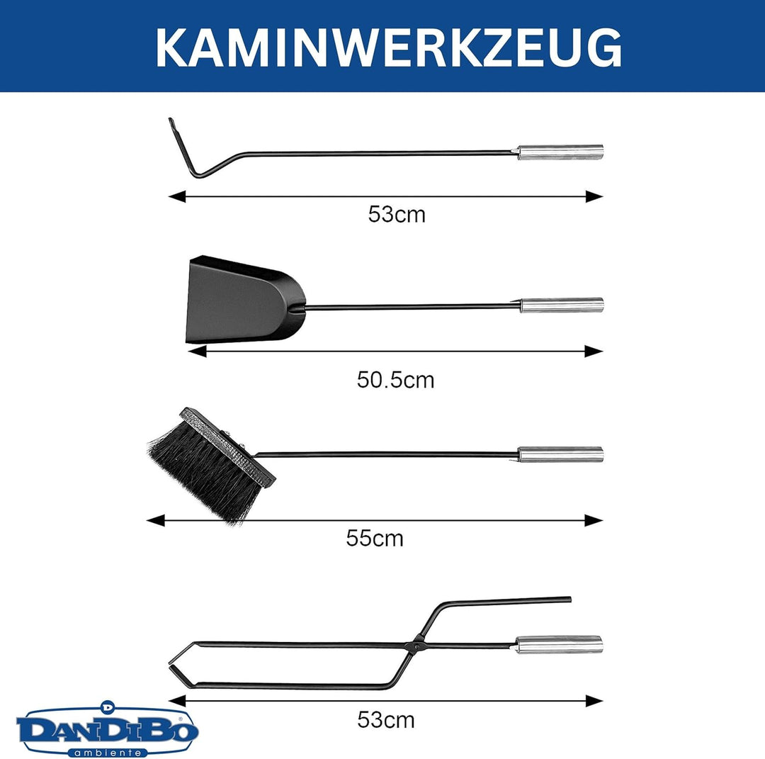 DanDiBo Kaminbesteck Modern Schwarz 5 Teilig Set 96573 Kaminset Kamingarnitur Ofenbesteck