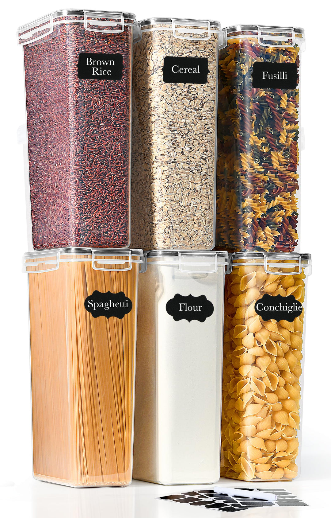 GoMaihe 6er Set 2,8L Vorratsdosen: Vorratsbehälter mit Deckel für Spaghetti Aufbewahrung | Luftdicht