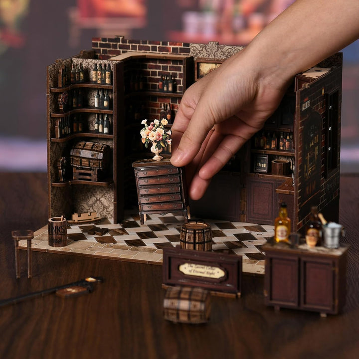 Book Nook Kit, DIY Miniatur Haus Puppenhaus Bausatz Bücherregal Deko für Jugendliche und Erwachsene（