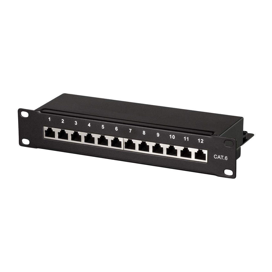 LogiLink Professional Cat.6 (250 MHz) Patchpanel - Verteilerfeld, 10", STP (geschirmt) 12-Port (RJ45