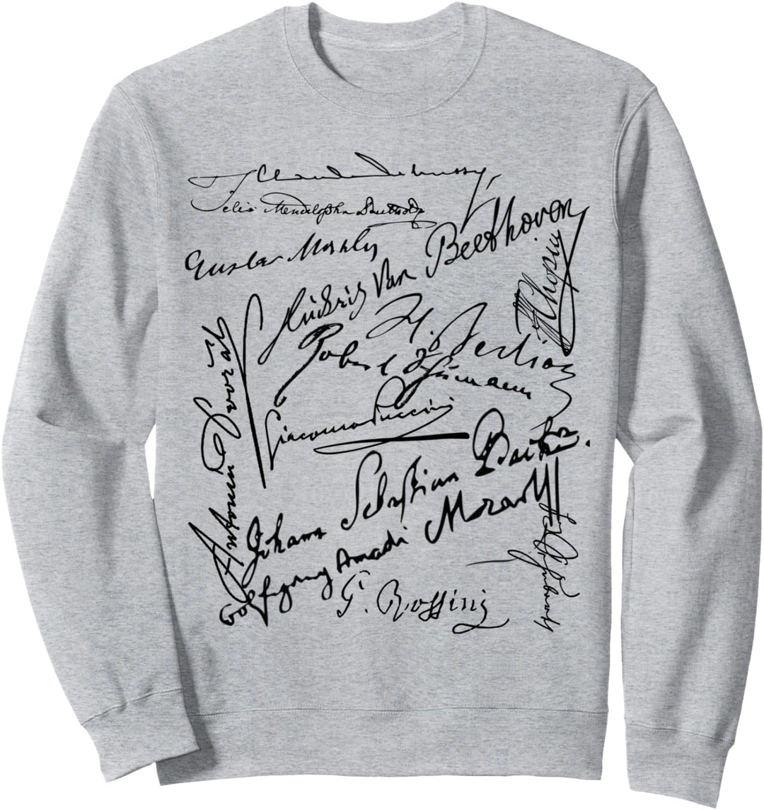 Komponist Signaturen Bach Beethoven Mahler Mozart Rossini Sweatshirt