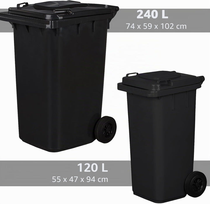 Jestic Mülltonne 120 240 mit leisen Gummirädern, für Mülltrennung, Recycling innen aussen, EN840 (24