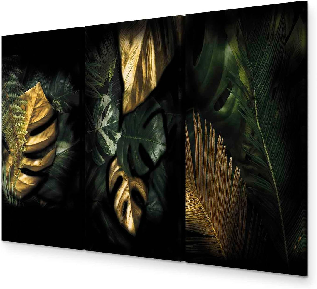 murando - Bilder tropische Blätter 135x90 cm Vlies Leinwandbild 3 Teilig Kunstdruck modern Wandbilde