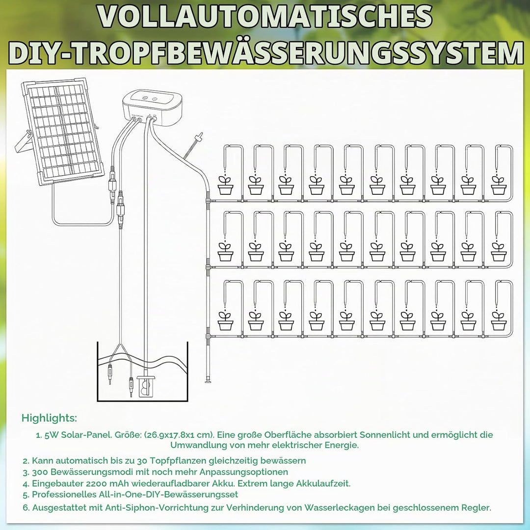Anpress Solar Bewässerungssystem Automatische Set, Bewässerungssystem Garten, DIY Automatisches Gart