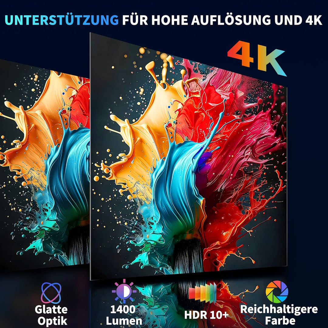 Mini Beamer Unterstützt 4K 1080P 2026 Neuer Tragbarer Projektor mit 5G WiFi 6 und BT 5.4 Beamer Klei