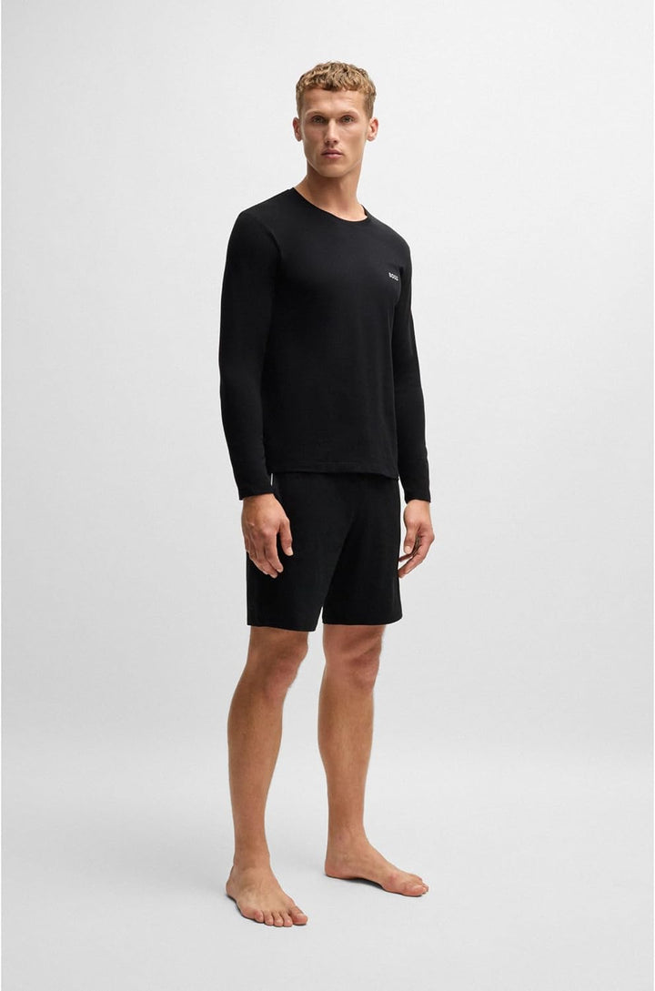 BOSS Herren Mix&Match LS-Shirt R Regular-Fit Longsleeve aus Stretch-Baumwolle mit Logo-Stickerei Sch