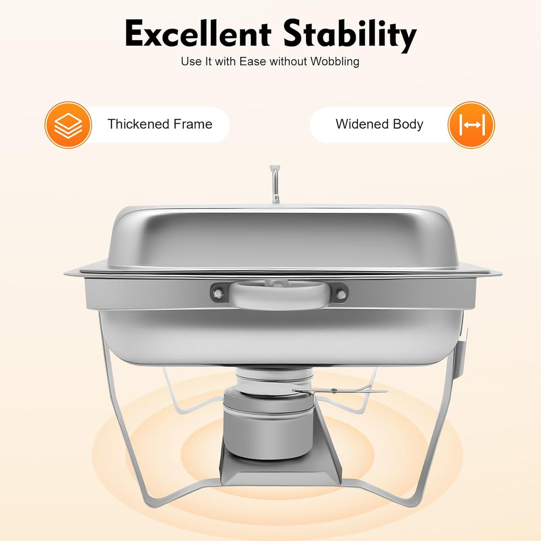 Speisenwärmer Edelstahl, 9L Chafing Dish Warmhaltebehälter Speisewärmer Wärmebehälter Hotel Buffet W