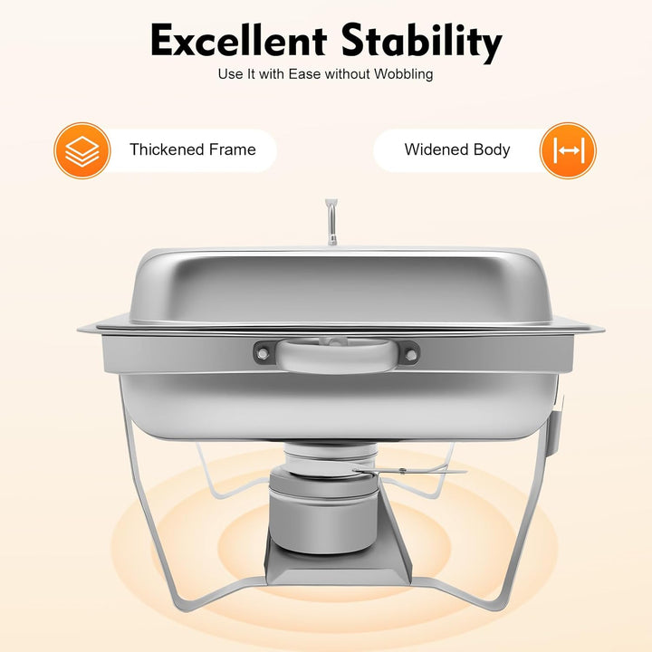 Speisenwärmer Edelstahl, 9L Chafing Dish Warmhaltebehälter Speisewärmer Wärmebehälter Hotel Buffet W