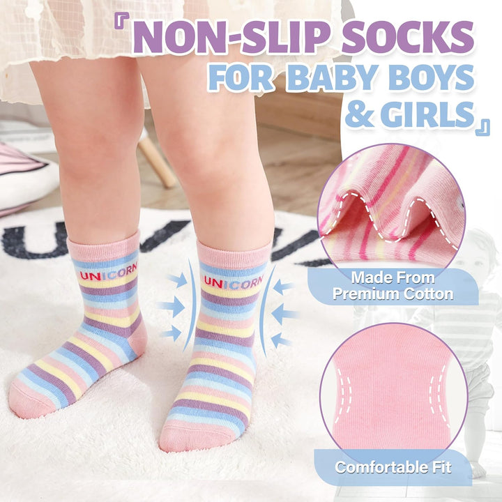 ANTSANG 12 Paare Stoppersocken Kinder Baby Mädchen Socken Anti Rutsch / Rutschfeste Socken Baumwolle