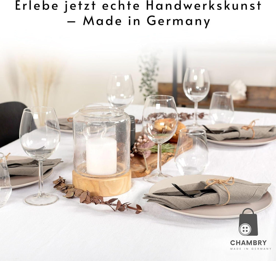 chambry 6 Premium Stoffservietten 100% Leinen Stonewashed - 40cm x 40cm - inkl. Faltanleitung als E-