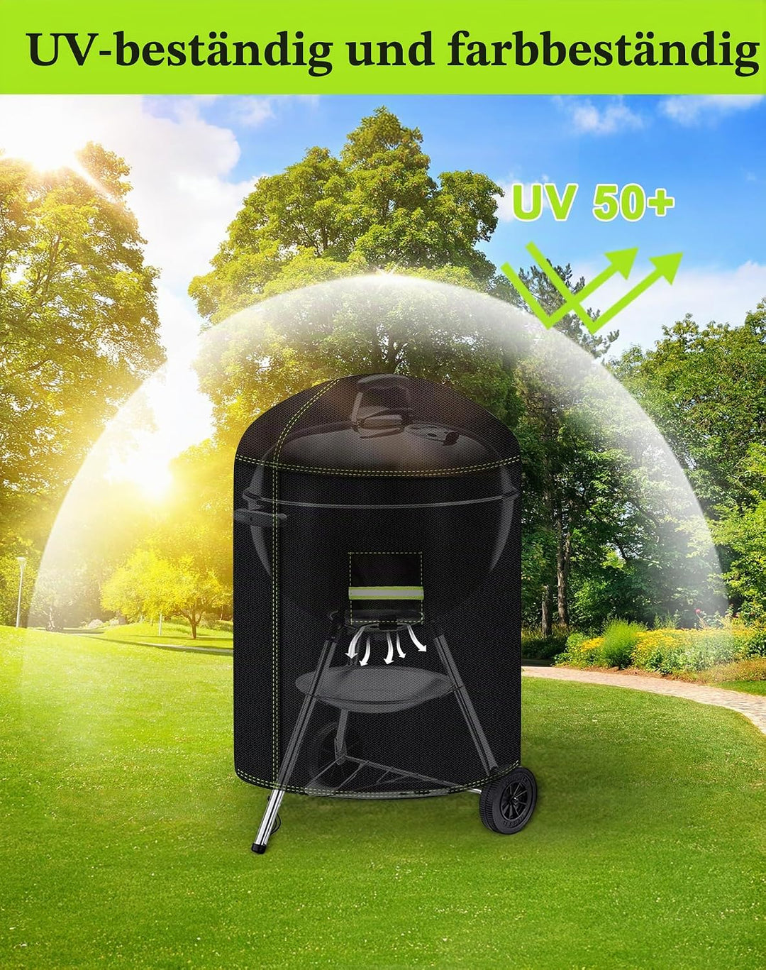 VDISRR Kugelgrill Abdeckung, 600D Oxford Heavy Duty Grillabdeckung für Weber Kugelgrill 57 cm, Grill