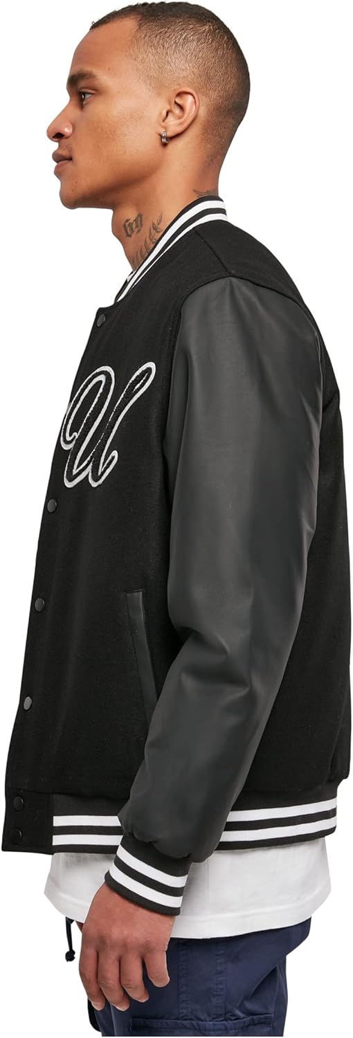 Urban Classics Herren Big U College Jacket M Schwarz, M Schwarz