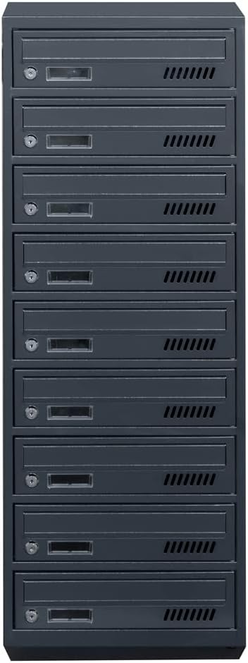 9er Briefkastenanlage GDS Anthrazit RAL 7016 20cm tief Briefkastensysteme 9 Kassettenpostali, 9 Kass