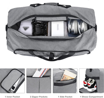 Urtala Faltbare Reisetasche für Herren & Damen, 100L Gross Weekender Übernachtungstasche mit Schuhfa