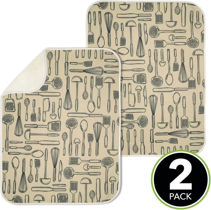 mDesign Abtropfmatte für Geschirr – schnelltrocknendes Mikrofasertuch mit 3 Lagen aus Polyester – ex