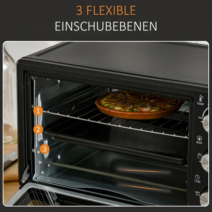 HOMCOM Minibackofen 21L mit 1 Drahtgestell und 1 Backblech 3 Kochmodi 100 °C-230 °C einstellbare Tem