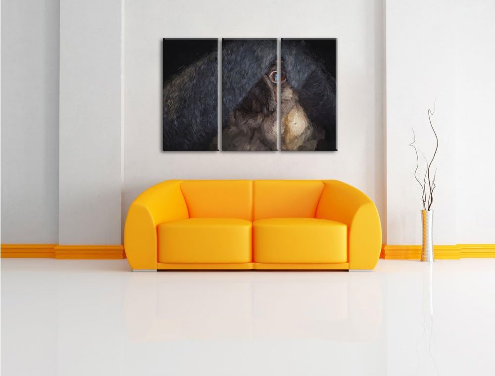 Pixxprint Süsser Lustiger Mobs Decke Kunst Pinsel Effekt 3-Teiler Leinwandbild 120x80 Bild auf Leinw