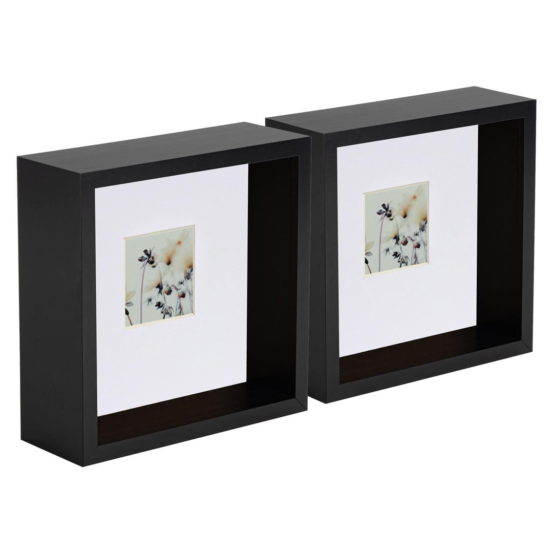 Nicola Spring 3D Deep Box Fotorahmens - 6 X 6 mit 2 X 2 Halterung - Schwarz/Weiss - Pack Von 2