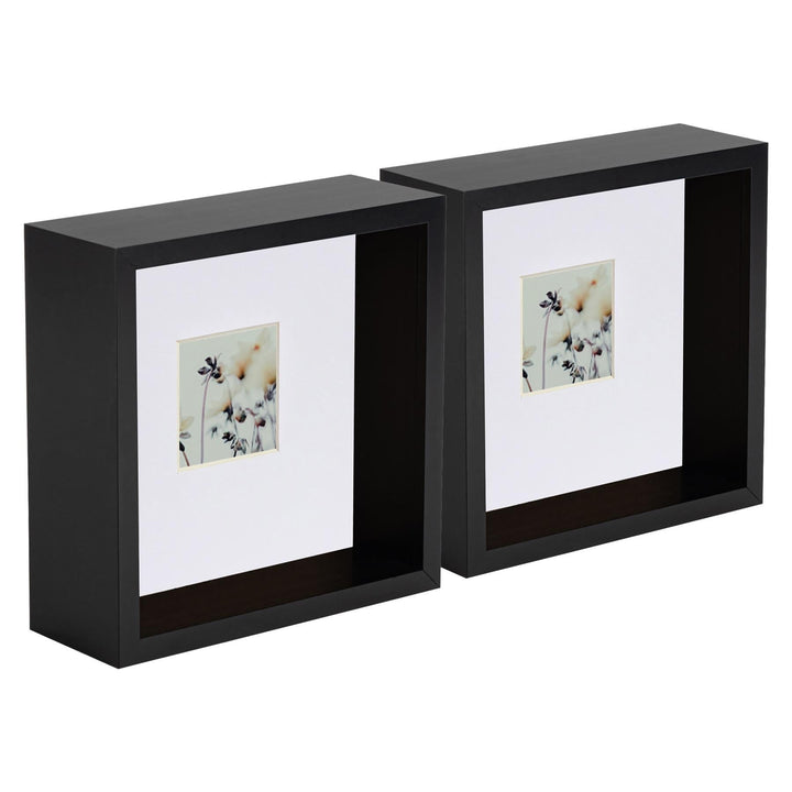 Nicola Spring 3D Deep Box Fotorahmens - 6 X 6 mit 2 X 2 Halterung - Schwarz/Weiss - Pack Von 2