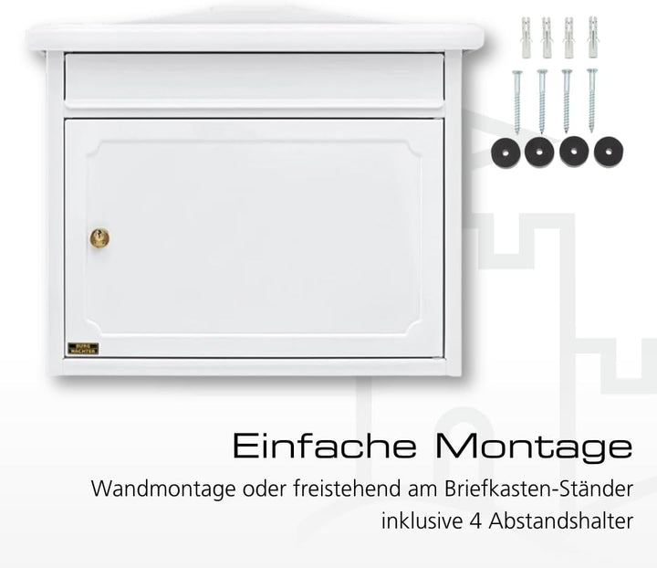 Burg-WÄCHTER Briefkasten ohne Zeitungsfach und Namensschild, Verzinkter Stahl, Einwurf-Format DIN C4