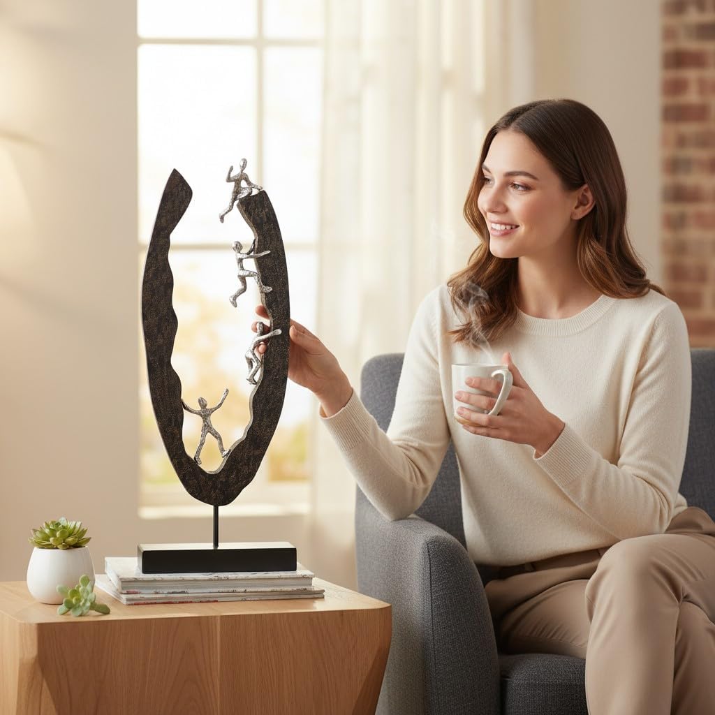Casablanca Skulptur Dekofigur Succeed H 59 cm Alu Holz Figur Höhe 59 cm Schwarz, Silberfarben, Höhe
