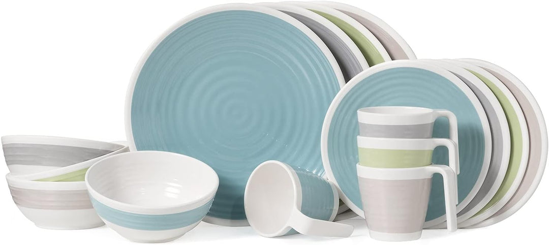 Melamin Camping Geschirr Set 1-4 Personen Harmonie 4-32 Teilig + Milano Gläser Wassergläser Weingläs