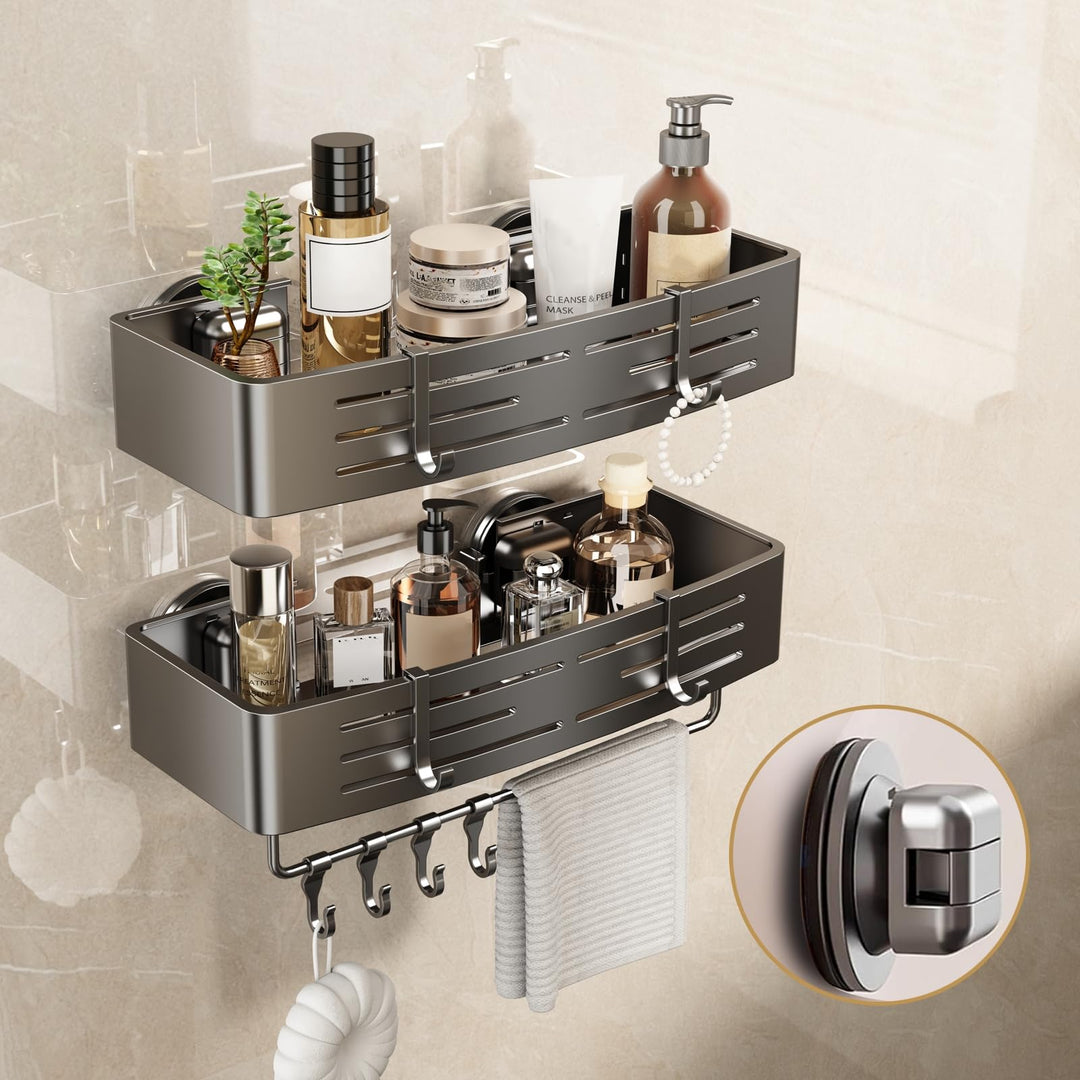 Voldra Duschablage Saugnapf, Klebstoff Duschregal Wandmontiert Bad Duschkorb Zum Kleben Badregal Ohn