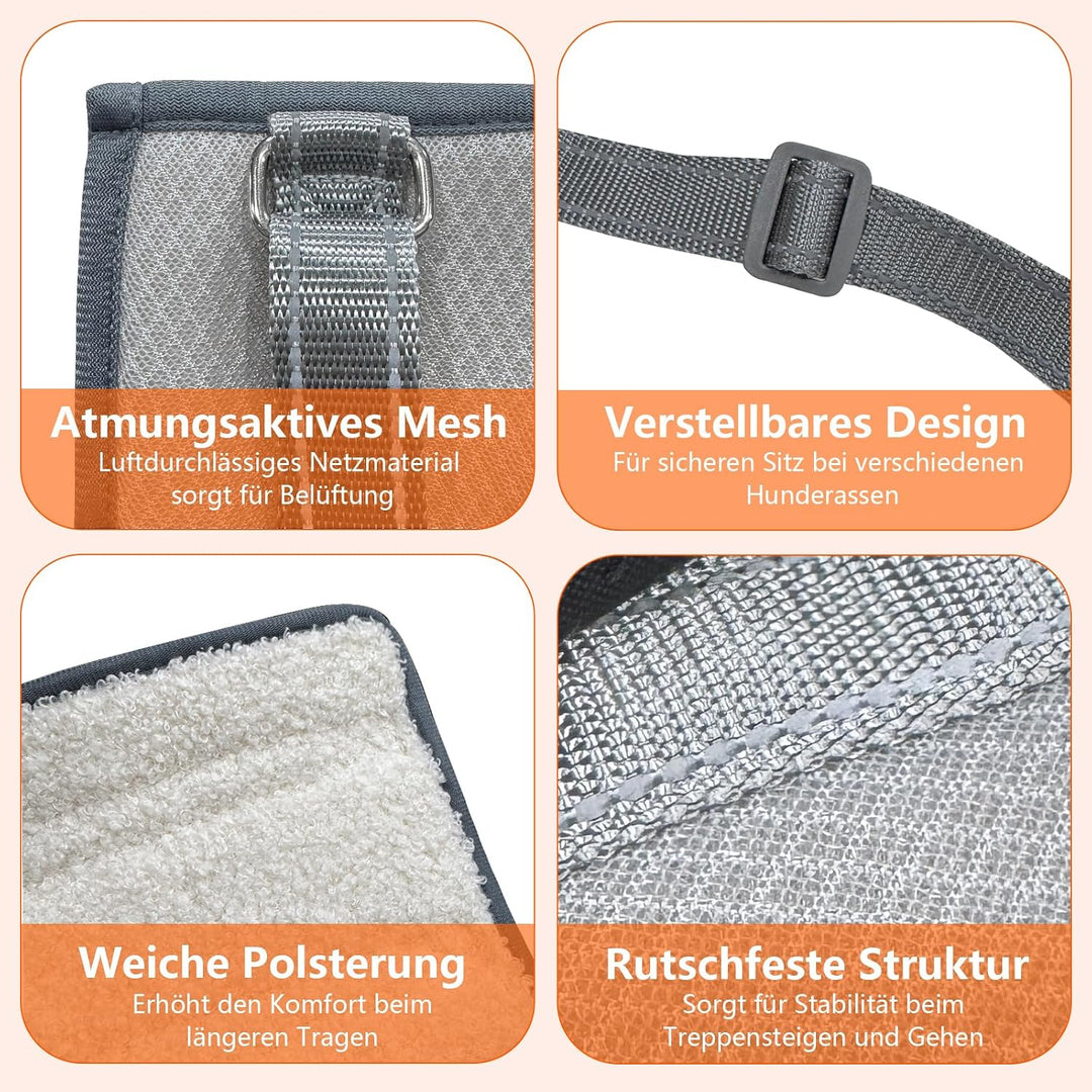 Hundegeschirr mit Griff – Verstellbare Hundetragehilfe &amp; Mobilitätshilfe für Hinterbeine, Brust- und