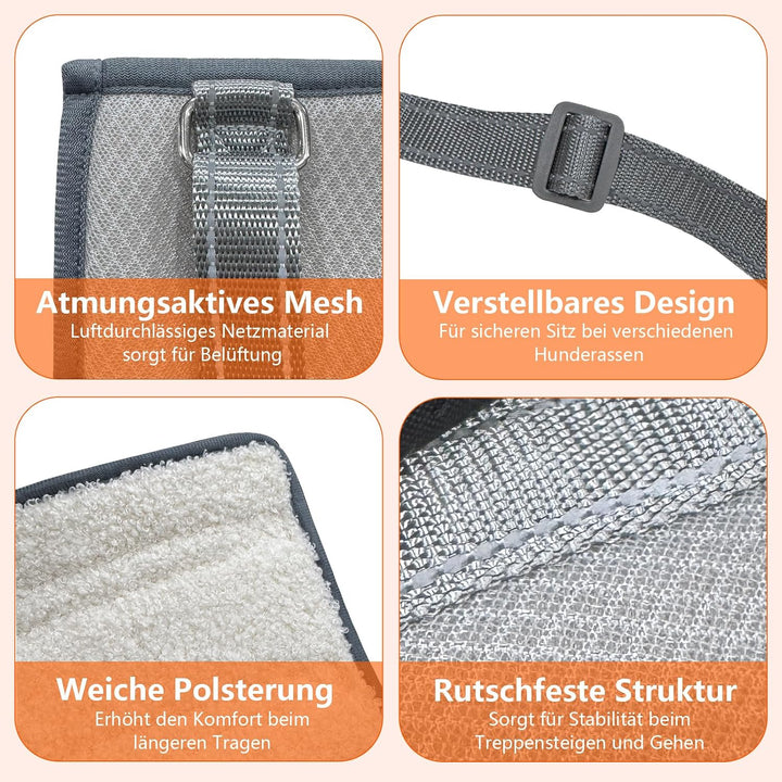 Hundegeschirr mit Griff – Verstellbare Hundetragehilfe &amp; Mobilitätshilfe für Hinterbeine, Brust- und
