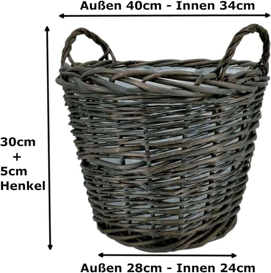 Weiden Pflanzkorb mit Henkeln und Einsatz M - Ø 40cm M - Ø 38cm, M - Ø 38cm