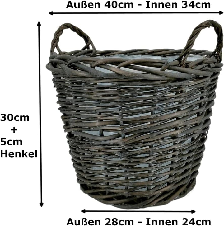 Weiden Pflanzkorb mit Henkeln und Einsatz M - Ø 40cm M - Ø 38cm, M - Ø 38cm